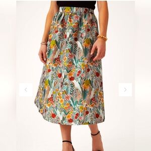 Anthropologie Sunday in Brooklyn Jacquard midi skirt green floral tapestry